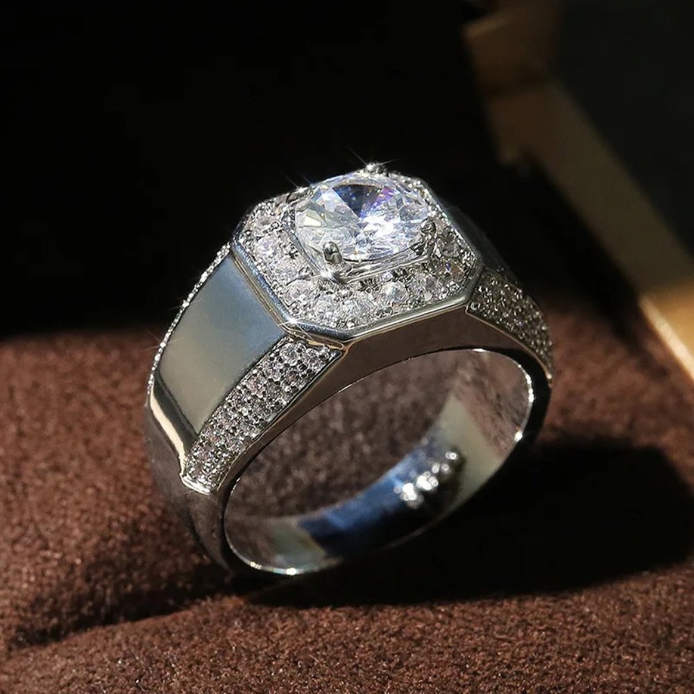 Stunning 1.50Ctw. Men's Diamond Ring .925 Solid Sterling Silver - Picture 3 of 6